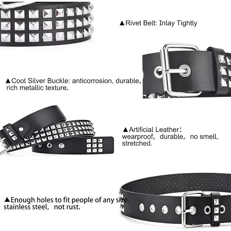 Double Row Pyramid Stud Waist Belt for Punk Gothic Alternative Style