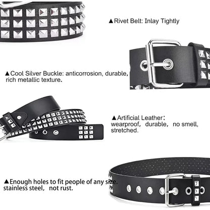 Double Row Pyramid Stud Waist Belt for Punk Gothic Alternative Style