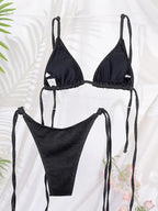Vibrant Shimmering Royal Blue Triangle String Bikini