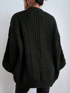 Women's Oversized Cable Knit Sweater with Textured Stitching and Relaxed Streetwear Silhouette