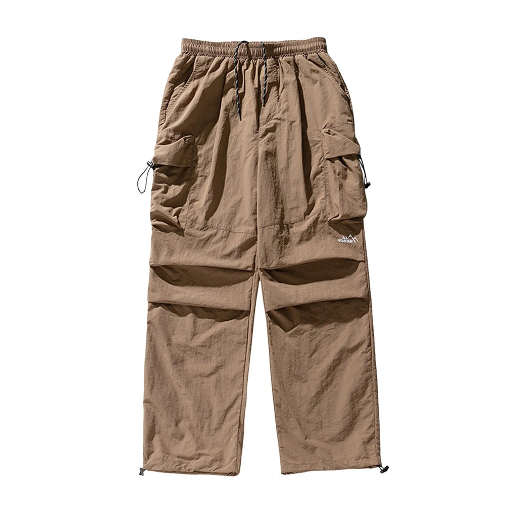 Men's Relaxed Parachute Cargo Pants with Oversized Utility Pockets and Outdoor Casual Style