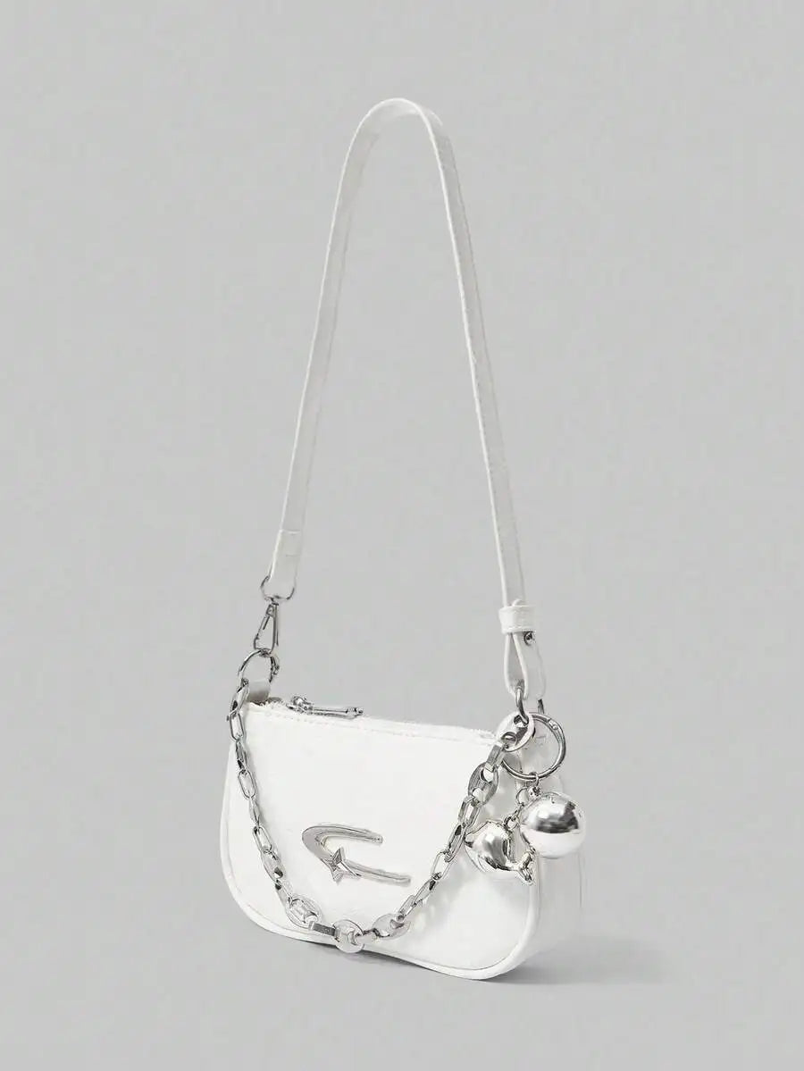 Mini Crescent Camera Shoulder Bag with Chain Strap Contemporary Street Style