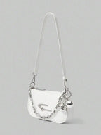 Mini Crescent Camera Shoulder Bag with Chain Strap Contemporary Street Style