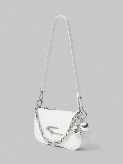 Mini Crescent Camera Shoulder Bag with Chain Strap Contemporary Street Style