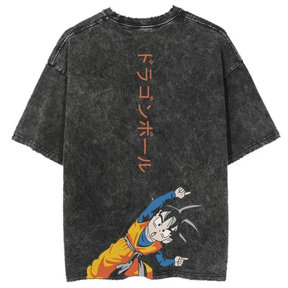 Retro Anime Adventure Oversized Washed Cotton Streetwear Graphic T-Shirt