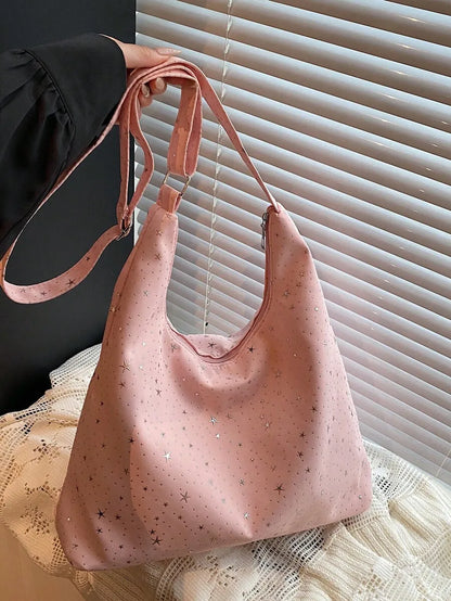 Large Slouchy Faux Leather Hobo Tote Bag with Relaxed Shoulder Design
