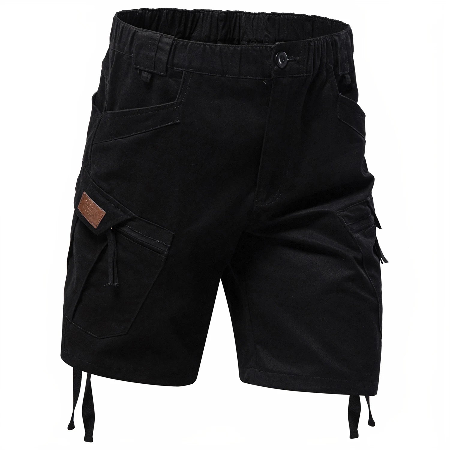 Men's Relaxed Fit Cotton Cargo Shorts with Elastic Waist and Utility Pocket Design
