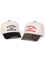 Men's Cotton Baseball Cap with Embroidered Typography and Patterned Curved Brim for Casual Style