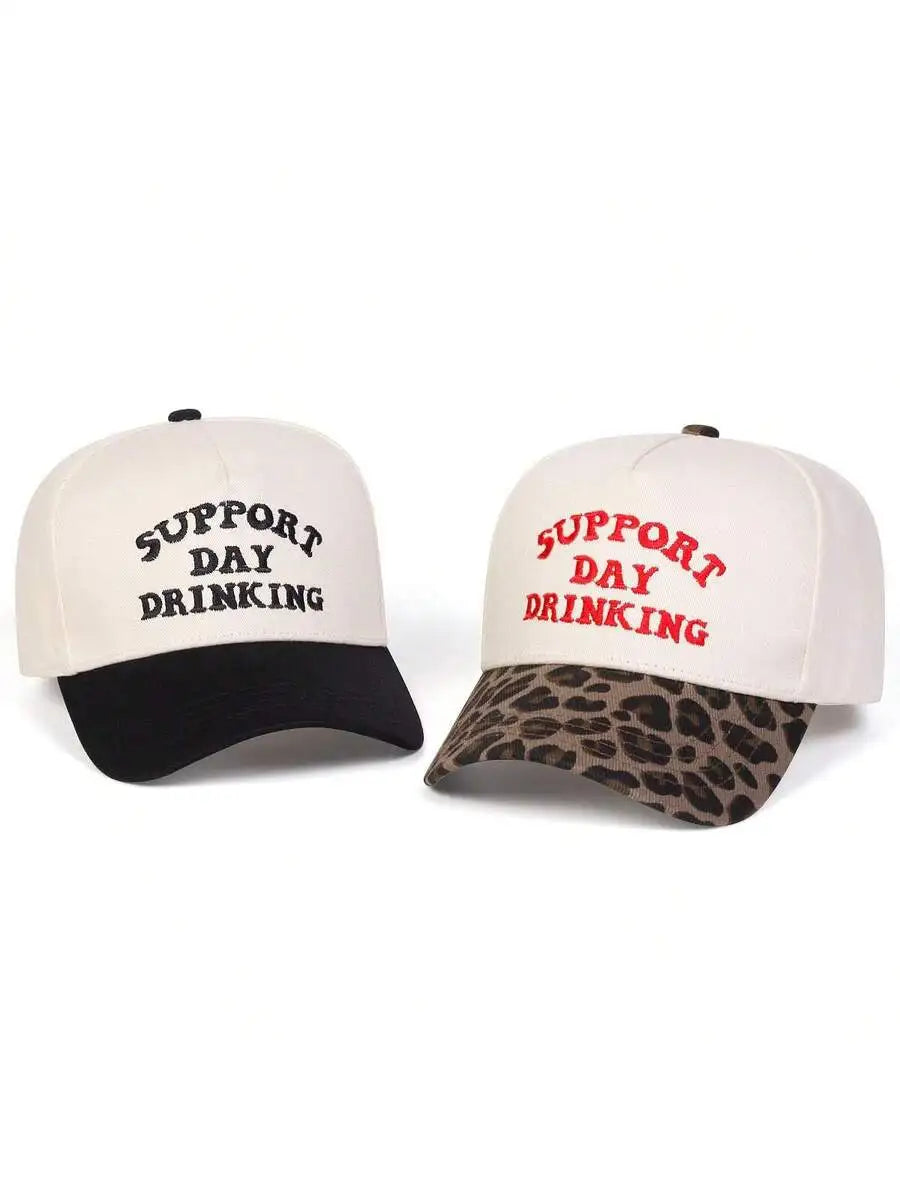 Men's Cotton Baseball Cap with Embroidered Typography and Patterned Curved Brim for Casual Style