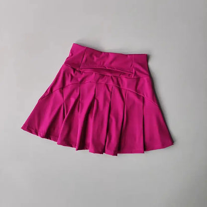 High Waist Performance Tennis Skort with Built-In Shorts and Pleats