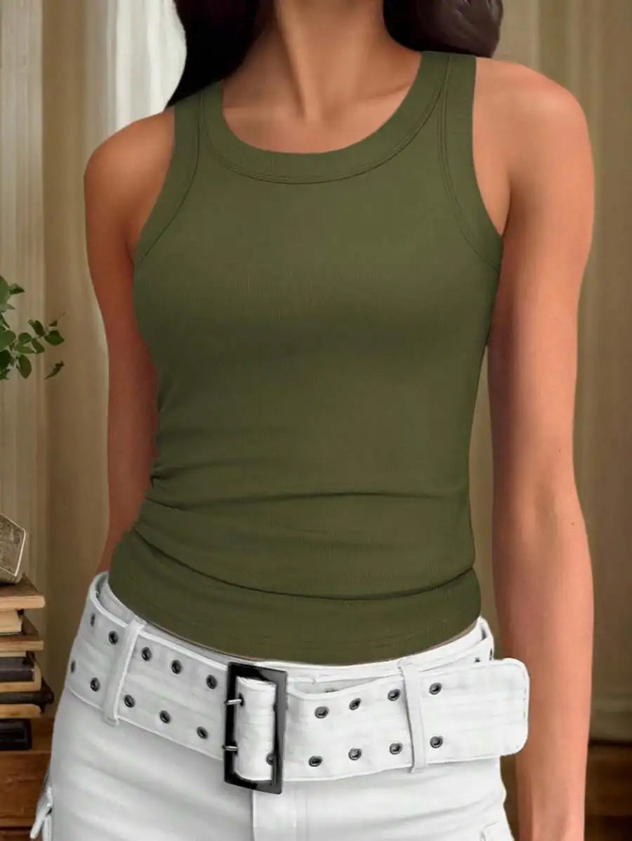 Racerback Tank Top with Slim Fit Stretch Fabric Casual Everyday Streetwear Essential