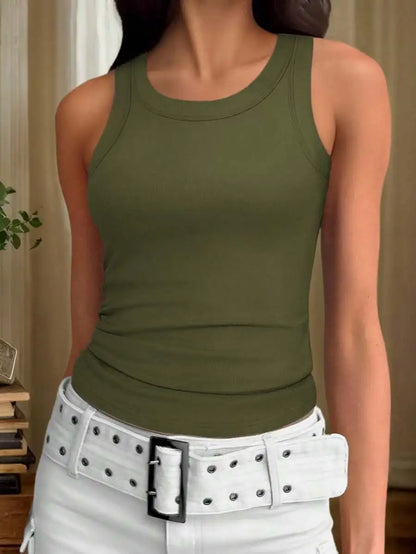 Racerback Tank Top with Slim Fit Stretch Fabric Casual Everyday Streetwear Essential