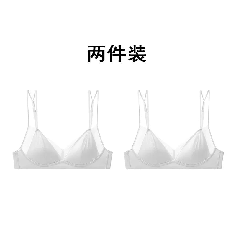 Seamless Minimalist Triangle Bralette and High-Leg Cheeky Panty Set with Double-Strap Accents