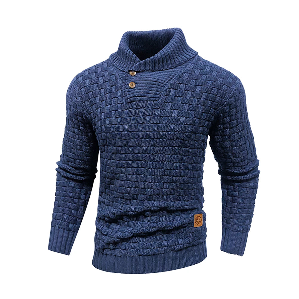 Men's Textured Mock Neck Relaxed Fit Contemporary Knit Sweater Pullover