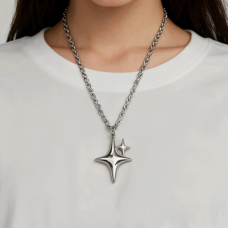 Y2K Star Pendant Necklace Celestial Alternative Fashion Statement Jewelry