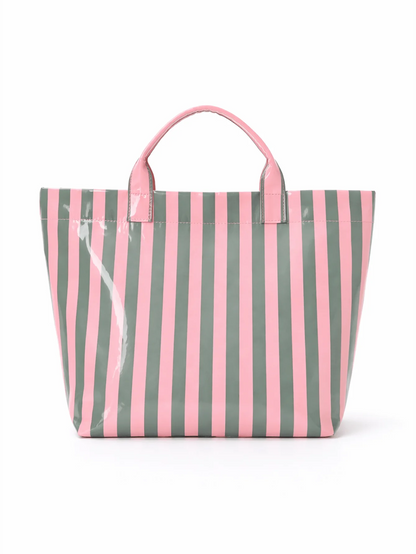 Striped Waterproof Tote Bag with Large Capacity Beach and Travel Design