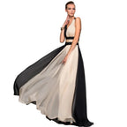 Contrast Panel A Line Maxi Dress With Fluid Movement