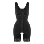 Open-Bust Mid-Thigh Bodysuit with Multi-Row Hook Closure and Lace Hem