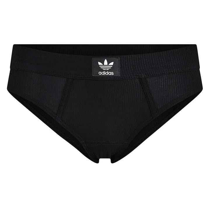 Women’s Black High-Waisted Ribbed Brief with Contrast Logo Waistband and Classic Full-Coverage Silhouette