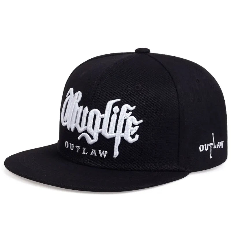 Embroidered Flat Brim Snapback Cap Adjustable Hip Hop Streetwear Baseball Hat