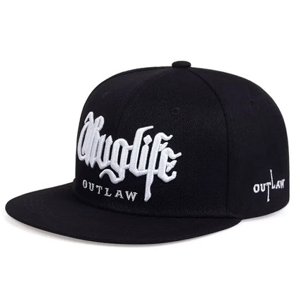 Embroidered Flat Brim Snapback Cap Adjustable Hip Hop Streetwear Baseball Hat