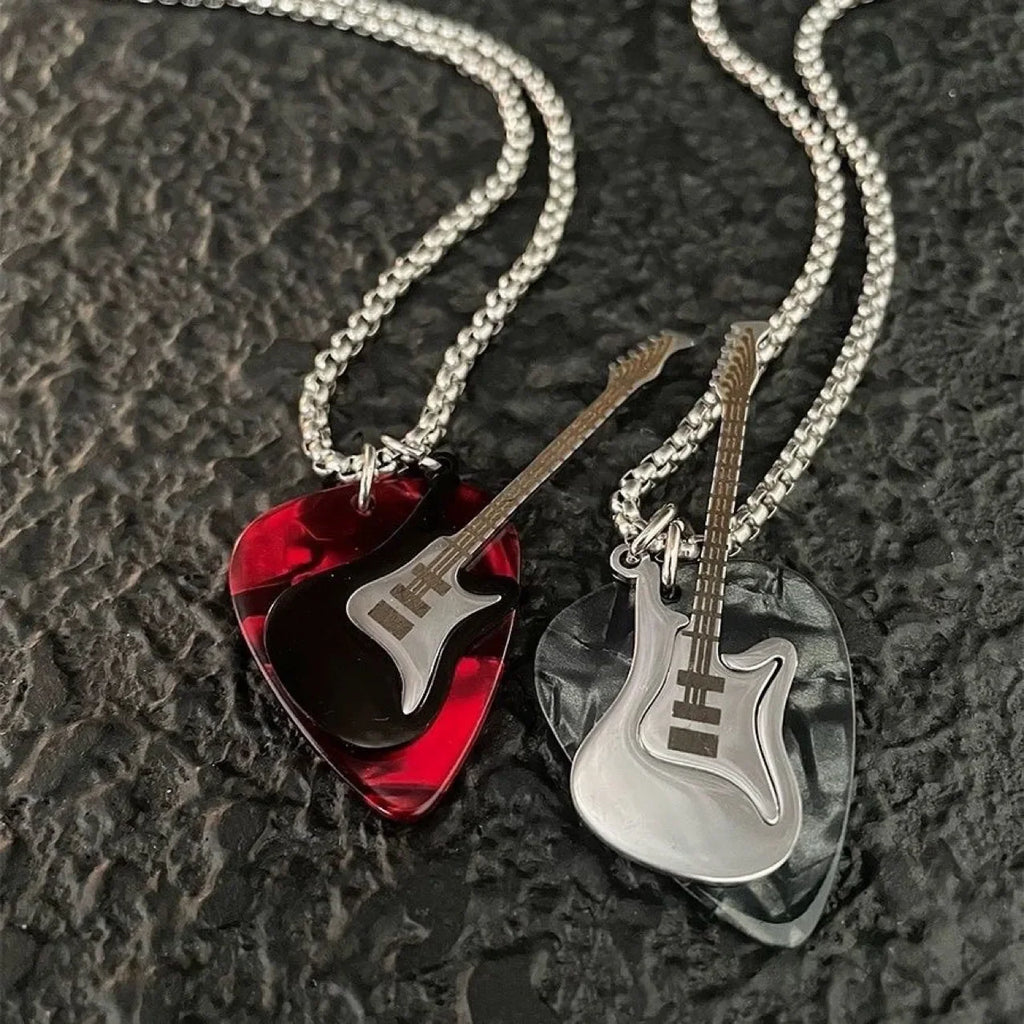 Alternative Guitar Pick Pendant Necklace With Minimalist Rock Inspired Statement Design