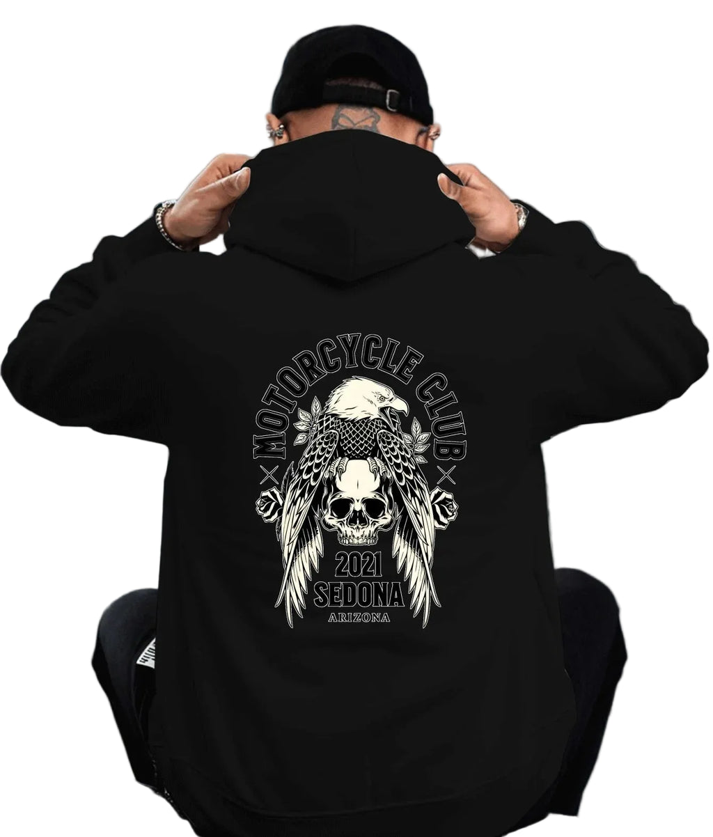 Anime-Inspired Gothic Skull Hoodie With Oversized Streetwear Fit