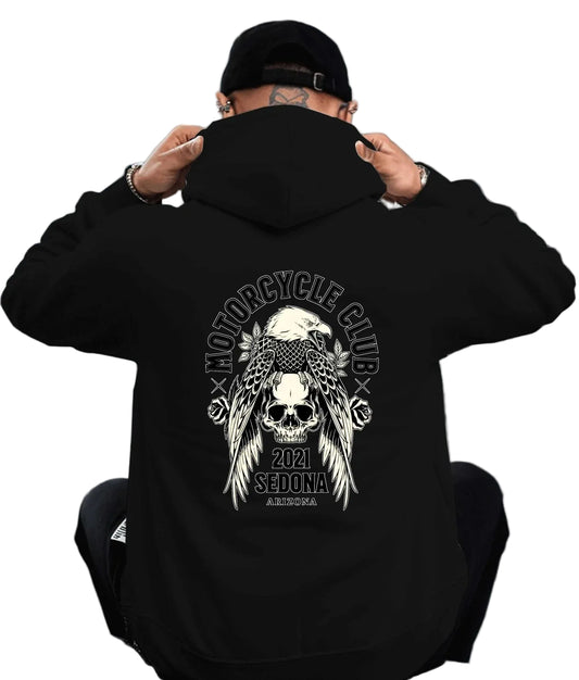 Anime-Inspired Gothic Skull Hoodie With Oversized Streetwear Fit