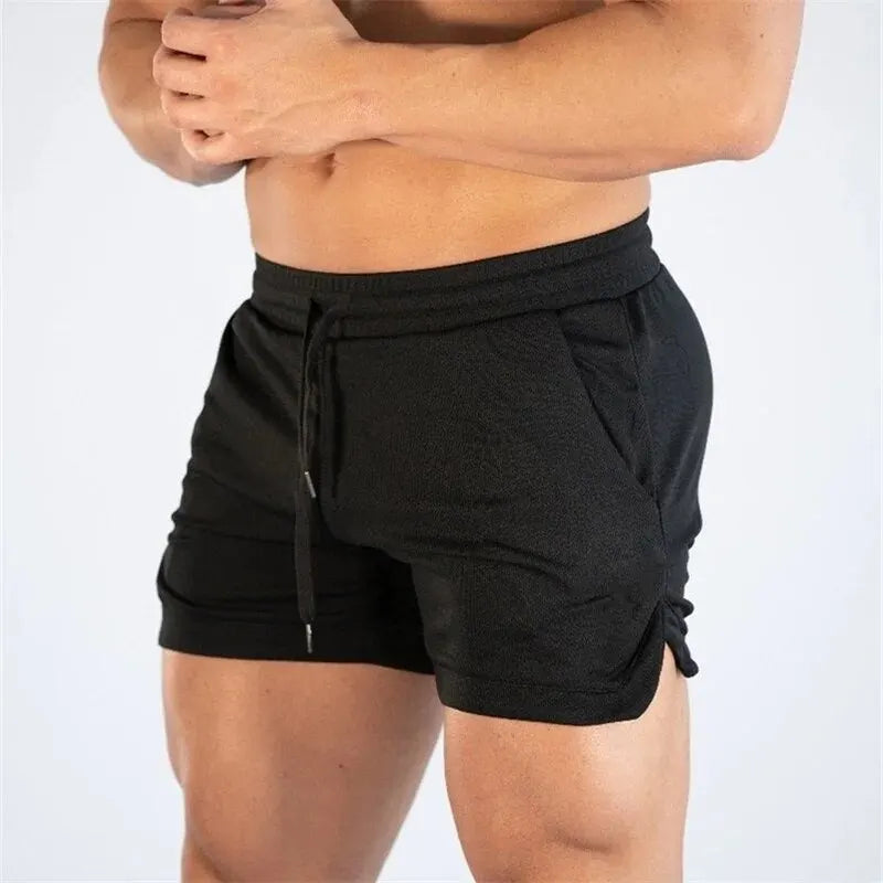 Men's Mid-Rise Elastic Waist Performance Gym Shorts with Regular Fit Casual Activewear Design