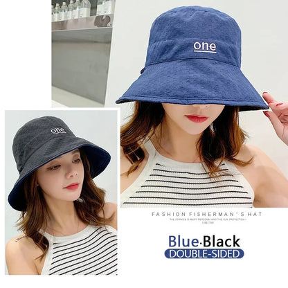 Reversible Cotton Bucket Hat with Minimalist Embroidered Detail for Everyday Casual Style