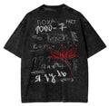 Vintage Anime Goth Typography Tee With Distressed Alternative Streetwear Style