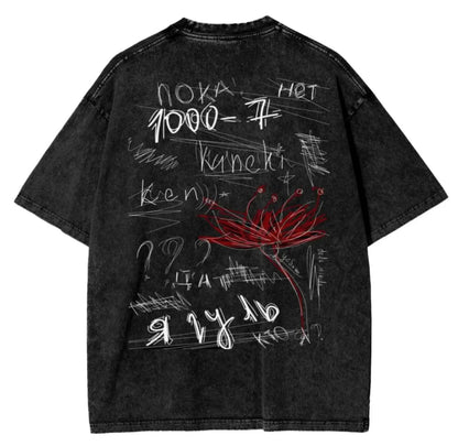 Vintage Anime Goth Typography Tee With Distressed Alternative Streetwear Style