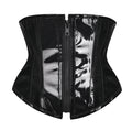 Glossy PVC Underbust Corset Belt with Structured Panels and Sculpted Fit