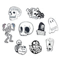 Ghostly Skull and Skeleton Enamel Pin Collection for Alternative Fashion