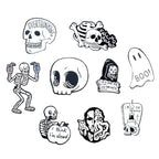 Ghostly Skull and Skeleton Enamel Pin Collection for Alternative Fashion