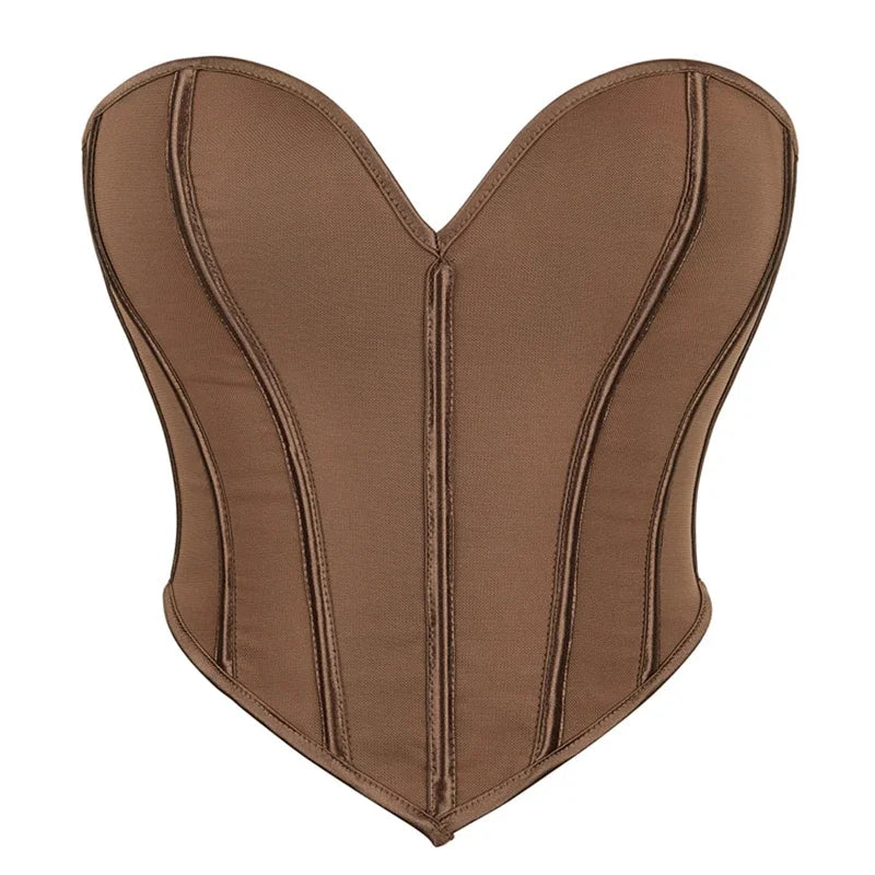 Strapless Corset Tube Top with Sculpted Panels and Backless Silhouette
