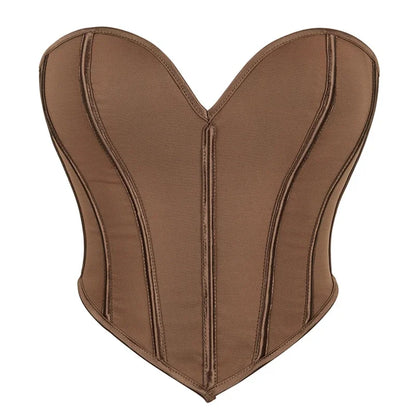 Strapless Corset Tube Top with Sculpted Panels and Backless Silhouette