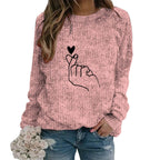 Women's Minimalist Embroidered Graphic Crew Neck Relaxed Knit Streetwear Sweater