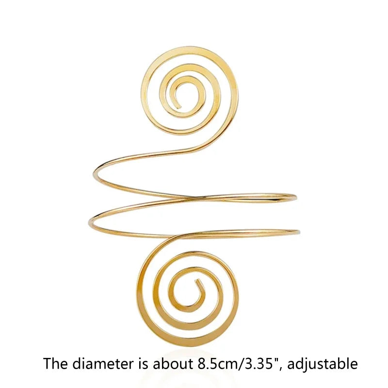 Minimalist Spiral Arm Cuff Bracelet for Y2K Gothic Statement Styling