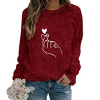 Women's Minimalist Embroidered Graphic Crew Neck Relaxed Knit Streetwear Sweater