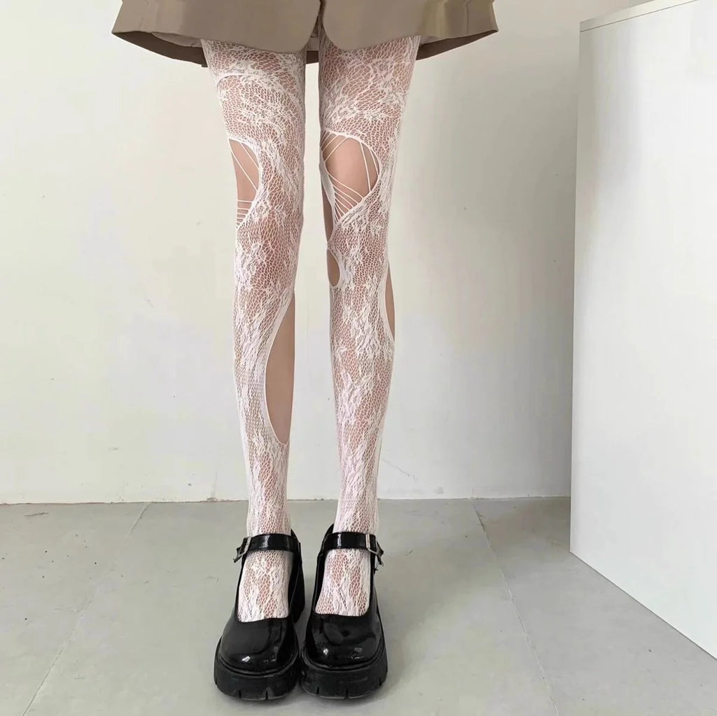 Spider Web Pattern Fishnet Tights Gothic Alternative Fashion Mesh Hosiery