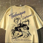 Oversized Streetwear Graphic Cotton T-Shirt with Abstract Sketch Artwork and Urban Casual Style