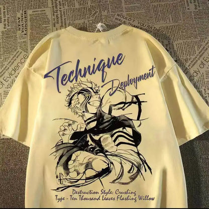 Oversized Streetwear Graphic Cotton T-Shirt with Abstract Sketch Artwork and Urban Casual Style