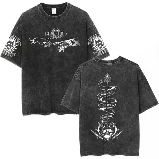 Anime Goth Vintage Graphic Tee with Manga Streetwear Character Art Design
