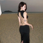 Backless Minimalist Gothic Streetwear Wide Leg Jumpsuit
