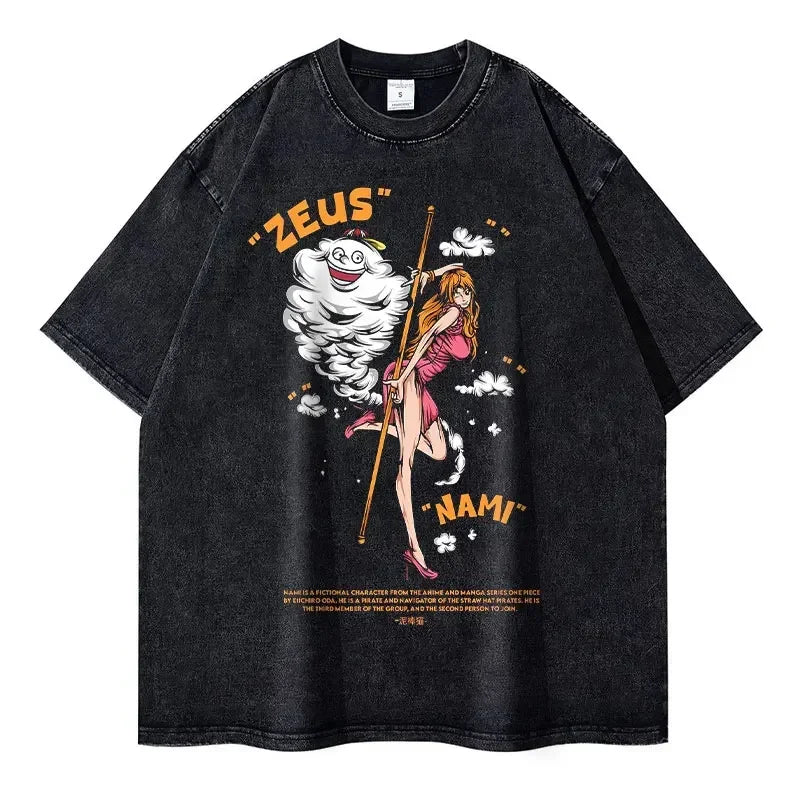 Vintage Anime-Inspired Mythic Manga Streetwear Oversized Cotton Graphic T-Shirt