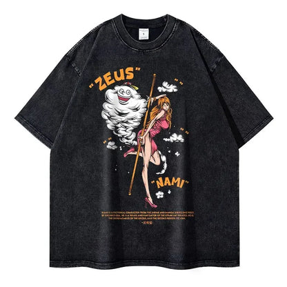 Vintage Anime-Inspired Mythic Manga Streetwear Oversized Cotton Graphic T-Shirt