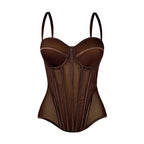 Structured Black Sweetheart Corset Top with Spaghetti Straps