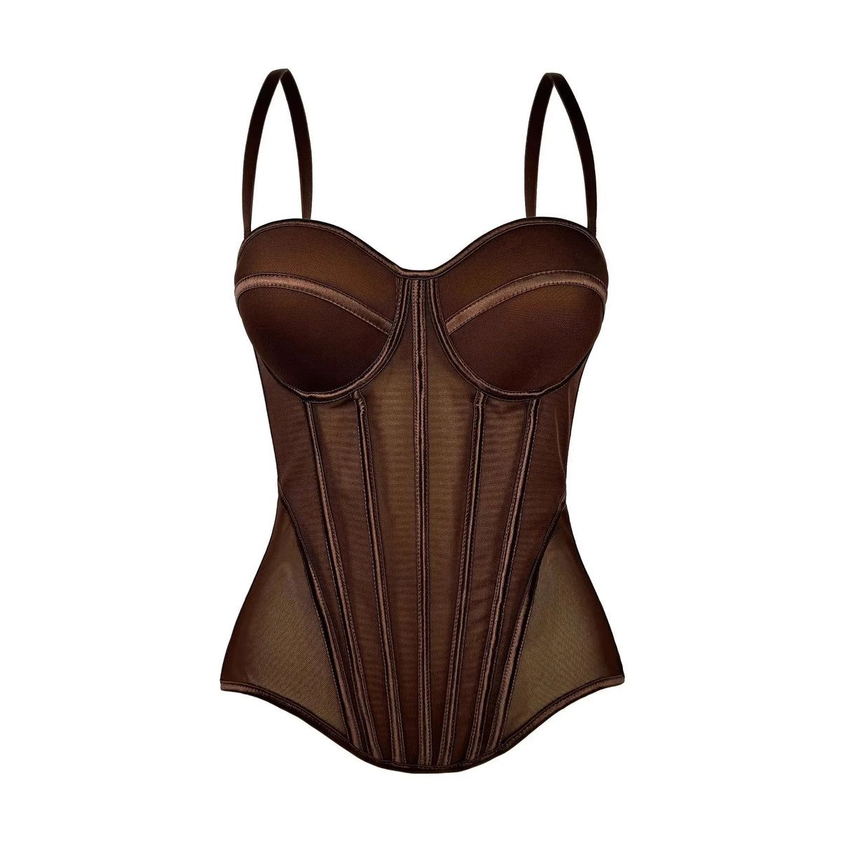 Structured Black Sweetheart Corset Top with Spaghetti Straps