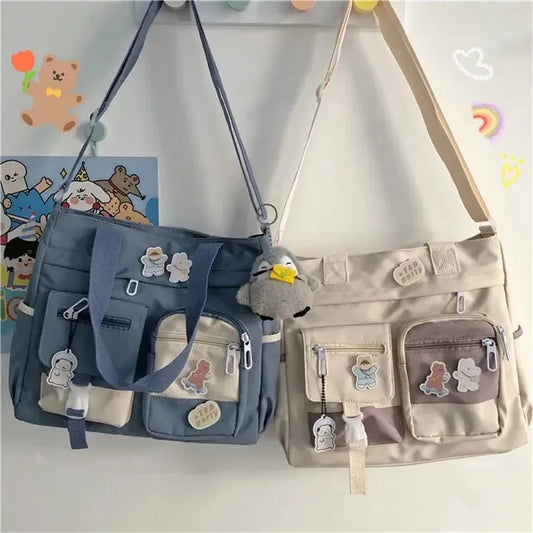 Utility Style Crossbody Tote Bag with Organized Storage Design